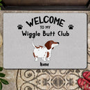Welcome To Our Wiggle Butt Club, Custom Background Color, Personalized Dachshund Lovers Doormat