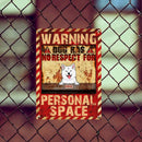 Warning Dogs Have No Respect For Personal Space, Red & Yellow Background, Personalized Dog Lovers Metal Sign