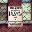 Welcome To Backyard Bar Where Every Hour Is Happy Hour, Dog & Beverage Sign, Personalized Dog Breeds Metal Sign