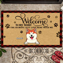 Welcome To Our Home The Humans Just Live Here With Us, Plaid Doormat, Personalized Dog Breeds Doormat