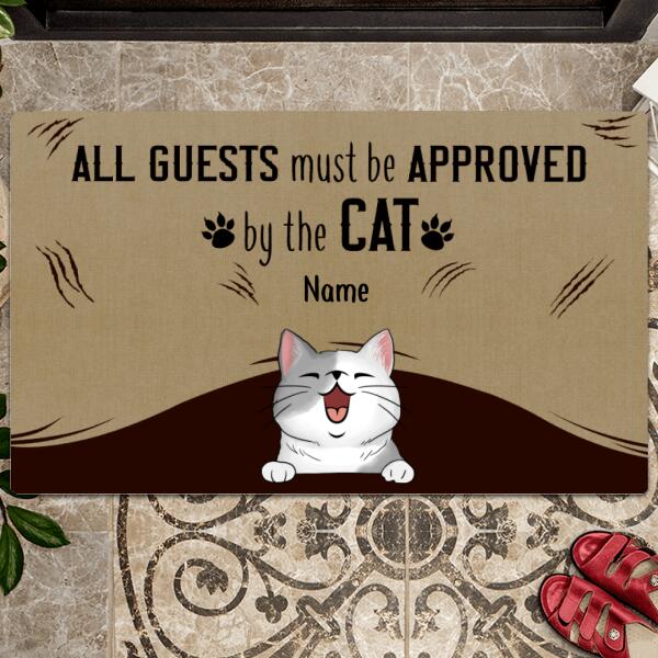 All Guests Must Be Approved By The Cats, Cat Under Curtain, Rustic Home Decor, Personalized Cat Lovers Doormat