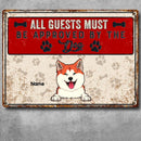 All Guests Must Be Approved By The Dogs, Pawprints & Bones Sign, Personalized Dog Breeds Metal Sign, Outdoor Decor
