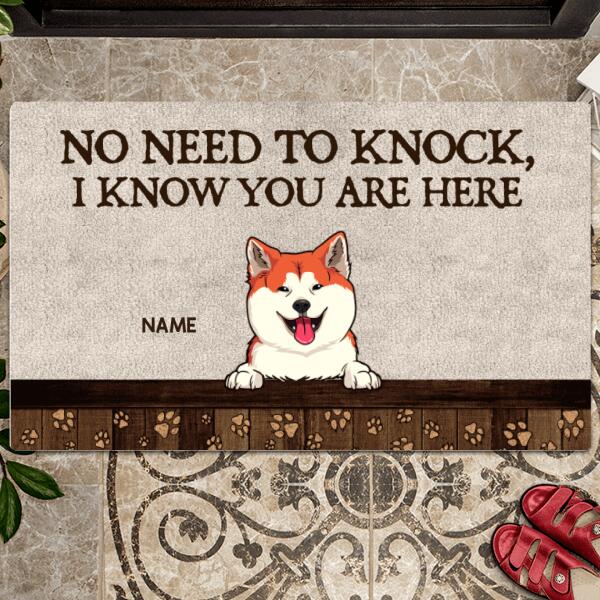 No Need To Knock We Know You Are Here, Pawprint Doormat, Personalized Dog & Cat Doormat, Pet Lovers Gifts