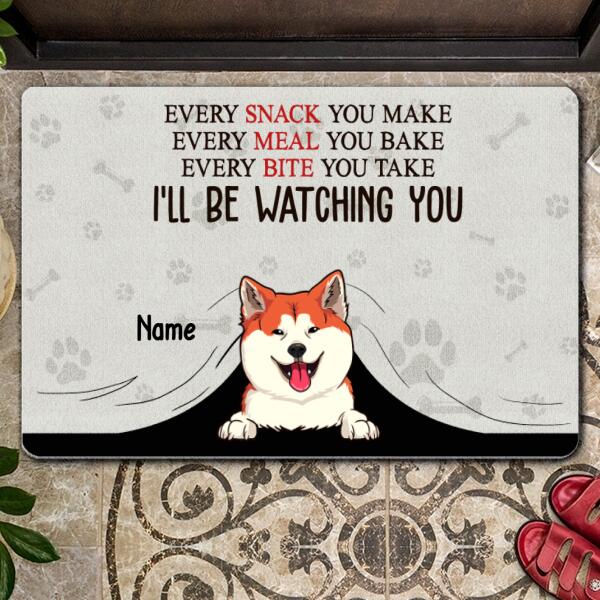 Every Bite You Take We'll Be Watching You, Funny Quote Doormat, Personalized Dog Breeds Doormat