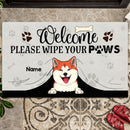 Welcome Please Wipe Your Paws, Dog Peeking From Curtain, Welcome Doormat, Personalized Dog Breeds Doormat