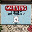 Warning Are Patrolled By, Funny Warning Quote, Custom Background, Personalized Dog Lovers Doormat