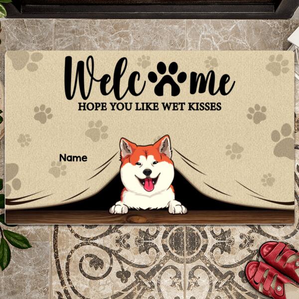 Welcome Hope You Like Wet Kisses, Welcome Doormat, Personalized Dog Breeds Doormat, Gifts For Dog Lovers, Home Decor