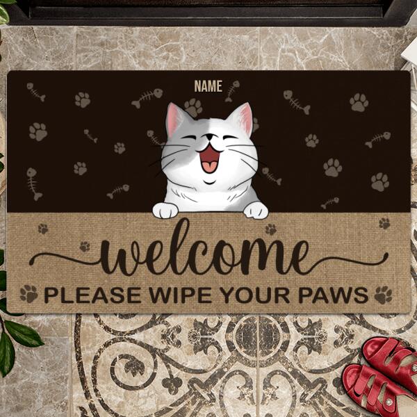 Welcome Please Wipe Your Paws, Brown Doormat, Personalized Cat Breeds Doormat, Gifts For Cat Lovers