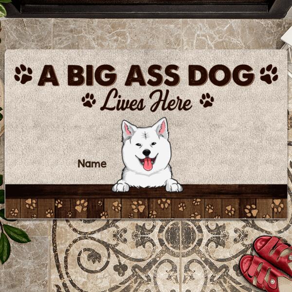 Big Ass Dogs Live Here, Pawprints Doormat, Personalized Dog Breeds Doormat, Gifts For Dog Lovers, Home Decor