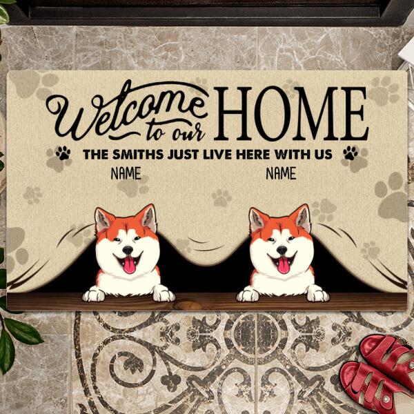 Welcome To Our Home The Humans Just Live Here With Us, Personalized Dog & Cat Doormat, Pet Lovers Gifts