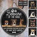 Beware Of The Dogs Not Responsible For Injury Or Death, Warning Wooden Door Hanger, Personalized Dog Breeds Door Sign