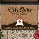 Welcome To Our House The Humans Live Here Too, Welcome Doormat, Personalized Dog Breeds Doormat
