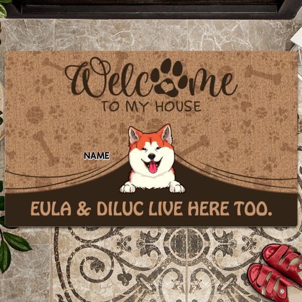 Welcome To Our House The Humans Live Here Too, Welcome Doormat, Personalized Dog Breeds Doormat