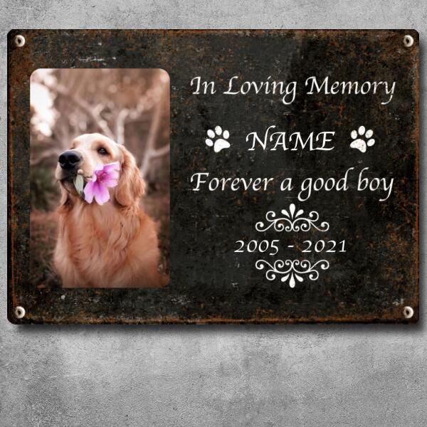 In Loving Memory, Pet Memorial, Custom Photo, Personalized Pet Name & Year Metal Yard Sign, Pet Loss Keepsake