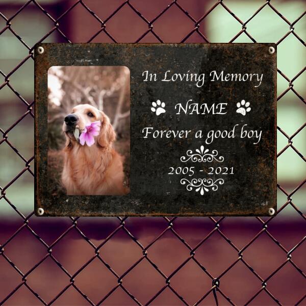 In Loving Memory, Pet Memorial, Custom Photo, Personalized Pet Name & Year Metal Yard Sign, Pet Loss Keepsake