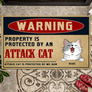 Warning Property Is Protected By An Attack Cat, Warning Doormat, Personalized Cat Breeds Doormat, Gifts For Cat Lovers