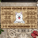 When Visiting Our Home, Please Remember, Funny Dog Rules, Argyle Pattern Background, Personalized Dog Lovers Door Mat