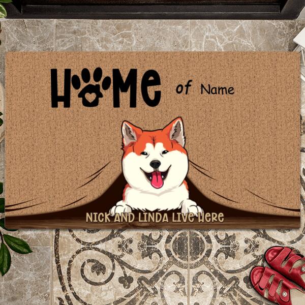 Home Of, Pets Under Curtain, Gift For Pets, Front Door Deco, Personalized Dog & Cat Lovers Door Mat