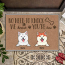 No Need To Knock We Know You Are Here, Bone & Pawprints Doormat, Personalized Dog Breeds Doormat, Gifts For Dog Lovers