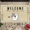 Welcome Please Wipe Your Paws, Welcome Doormat, Personalized Dog Breeds Doormat, Home Decor, Dog Lovers Gifts