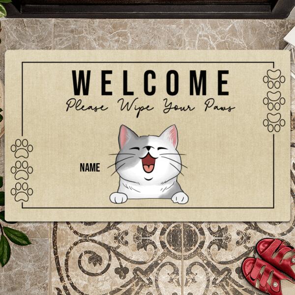 Welcome Please Wipe Your Paws, Welcome Doormat, Personalized Dog Breeds Doormat, Home Decor, Dog Lovers Gifts