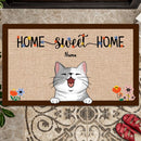 Home Sweet Home, Cats And Flower Doormat, Personalized Cat Breeds Doormat, Gifts For Cat Lovers, Home Decor