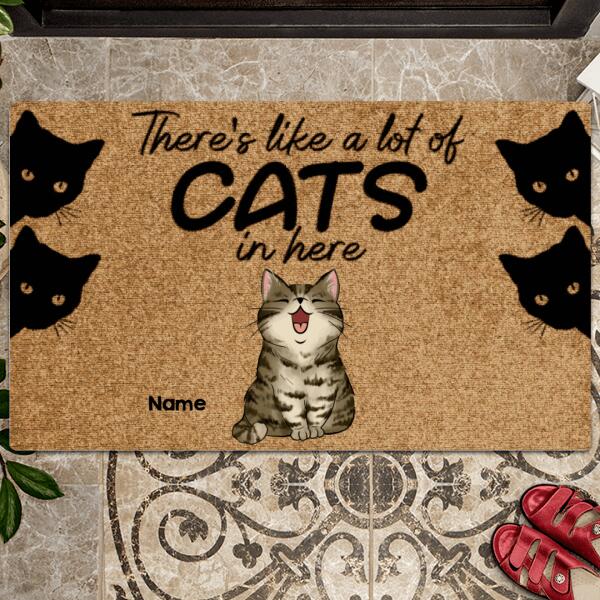 There's Like A Lot Of Cats In Here, Black Cats Doormat, Personalized Cat Breeds Doormat, Gifts For Cat Lovers