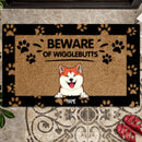 Beware Of Wigglebutts, Warning Doormat, Personalized Dog Breeds Doormat, Home Decor, Gifts For Dog Lovers