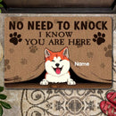 No Need To Knock We Know You Are Here, Pet Peeking From Curtain, Personalized Dog & Cat & Horse Doormat, Home Decor