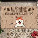 Warning Bew Are Of Attack Dogs, Warning Doormat, Personalized Dog Breeds Doormat, Gifts For Dog Lovers, Home Decor