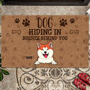 Dogs Hiding In Bushes Behind You, Brown Pawprints, Personalized Dog Breeds Doormat, Gifts For Dog Lovers, Home Decor