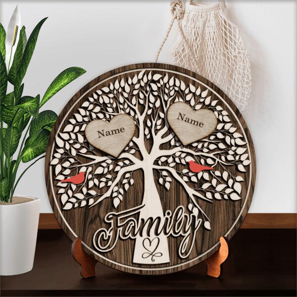 Family Tree Sign, Gift For Dog Lovers, Home Decoration, Personalized Round Wooden Sign