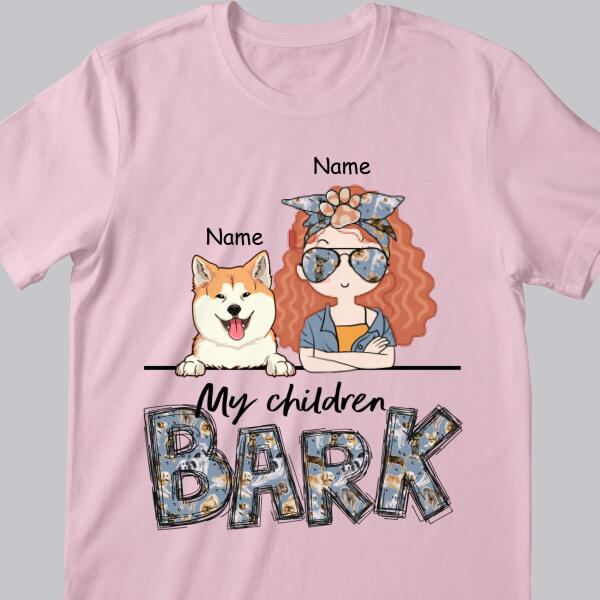 My Children Bark, Vintage Style, Dog Mom T-shirt, Dog Mom & Her Dogs, Personalized Dog Lover T-shirt