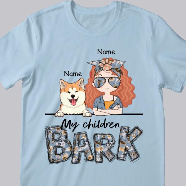 My Children Bark, Vintage Style, Dog Mom T-shirt, Dog Mom & Her Dogs, Personalized Dog Lover T-shirt