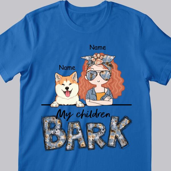 My Children Bark, Vintage Style, Dog Mom T-shirt, Dog Mom & Her Dogs, Personalized Dog Lover T-shirt