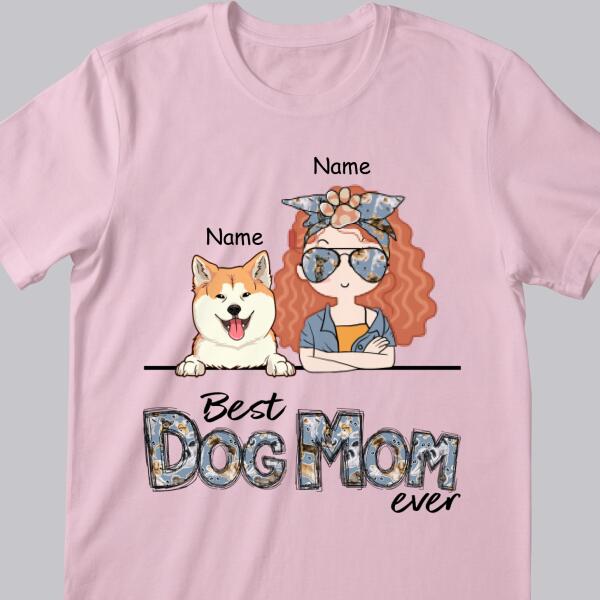 Best Dog Mom Ever, Vintage Style, Dog Mom T-shirt, Dog Mom & Her Dogs, Gift For Dog Mom, Personalized Dog Lover T-shirt