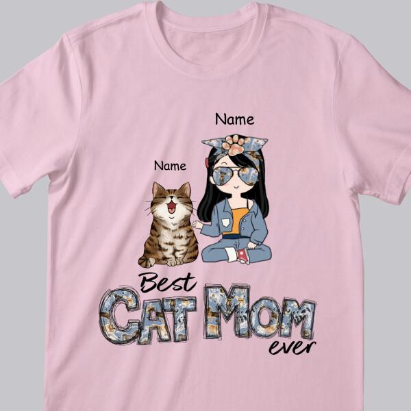 Best Cat Mom Ever, Vintage Style, Cat Mom T-shirt, Cat Mom & Her Cats, Personalized Cat Lover T-shirt