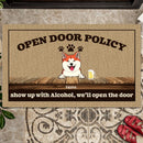 Open Door Policy Show Up With Alcohol We'll Open The Door, Personalized Dog & Cat Doormat, Gifts For Pet Lovers