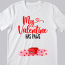 My Valentine Has Paws, Pet In Red Box, Personalized Dog & Cat T-shirt, Valentine Gifts For Pet Lovers