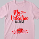 My Valentine Has Paws, Pet In Red Box, Personalized Dog & Cat T-shirt, Valentine Gifts For Pet Lovers