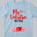 My Valentine Has Paws, Pet In Red Box, Personalized Dog & Cat T-shirt, Valentine Gifts For Pet Lovers