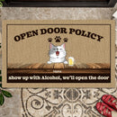 Open Door Policy Show Up With Alcohol We'll Open The Door, Personalized Cat Breeds Doormat, Gifts For Cat Lovers