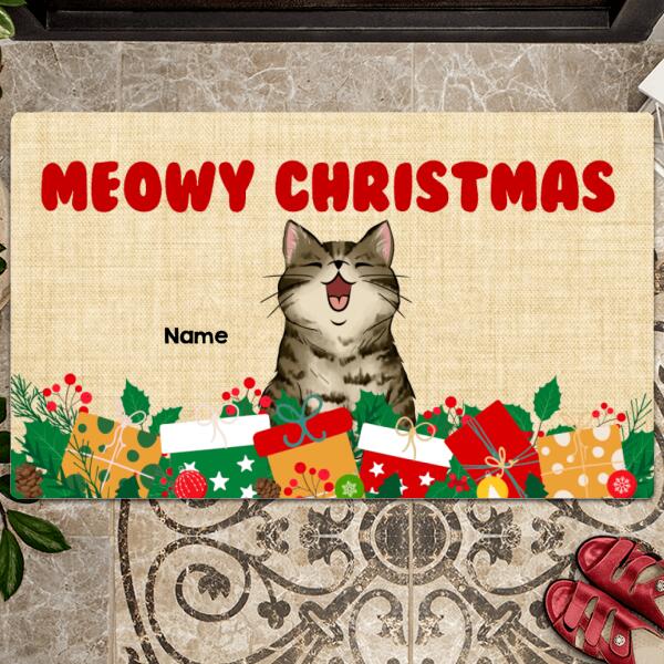 Merry Christmas, Gifts For Cat Lovers, Welcome Mat, Housewarming Gift, Personalized Cat Lovers Christmas Doormat