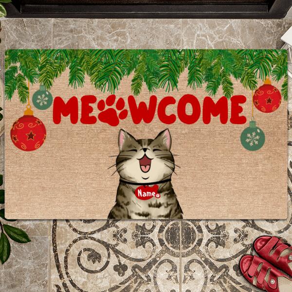 Meowcome, Funny Welcome Mat, Cat Mom Gift, Cat Dad Gift, Christmas Decor, Personalized Cat Lovers Doormat