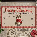 Merry Christmas Ya Filthy Aninamls, Personalized Cat Breeds Doormat, Christmas Home Decor, Xmas Gifts For Cat Lovers