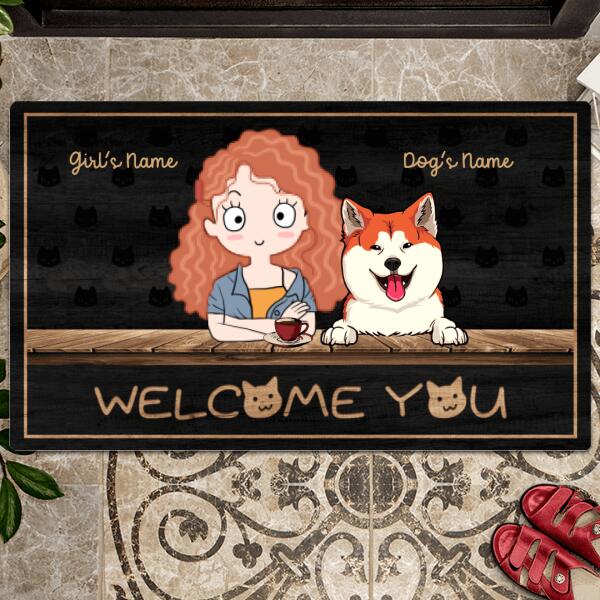 Welcome You - Personalized Dog and Girl Doormat