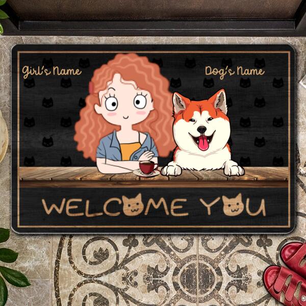 Welcome You - Personalized Dog and Girl Doormat