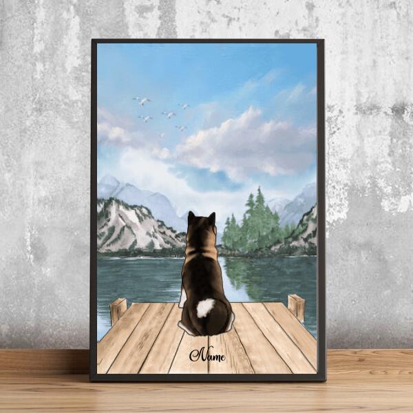 Dog & Mountain Scenery, Personalized Dog Breeds Poster, Gifts For Dog Lovers, Home Wall Decor