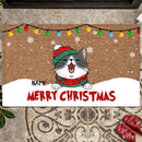 Merry Christmas, Cat Welcome Mat, Cat Lover Gifts, Rustic Home Decor, Personalized Christmas Gift Doormat
