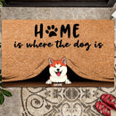 Home Is Where The Dogs Are, Dog Peeking From Curtain, Personalized Dog Breeds Doormat, Home Decor
